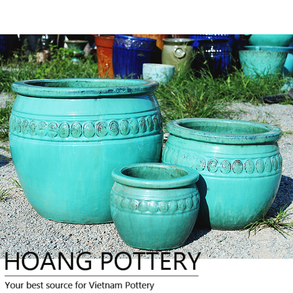 Aqua Green Glazed Ceramic garden flower pots