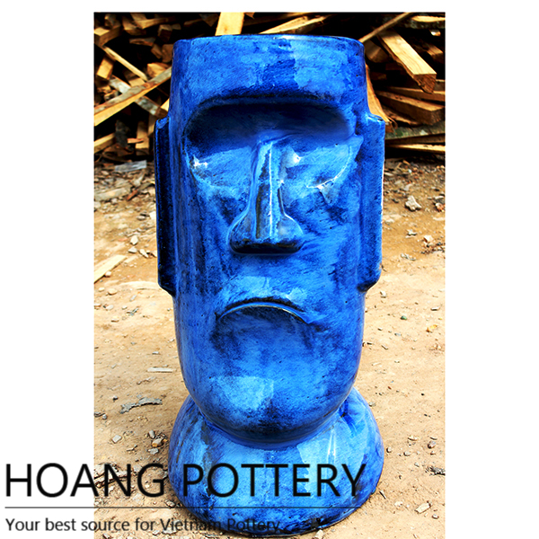 Outdoor Glazed Ceramic Head Statue