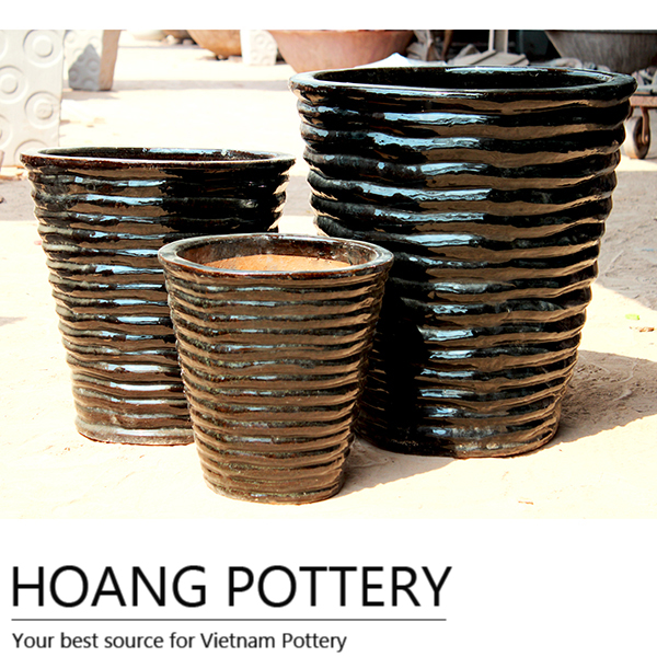 Black Glazed Ceramic Pots Outdoor