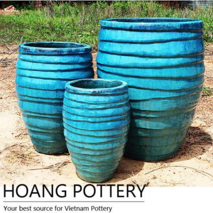 Aqua Blue Ceramic Glazed Pots Outdoor (HPTH006)