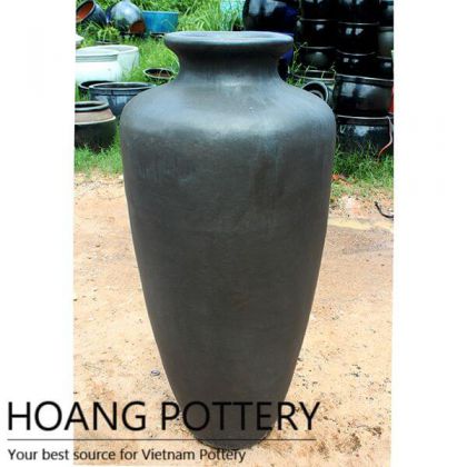 Dark Rough Glazed Ceramic Tall Planters (HPTV059)