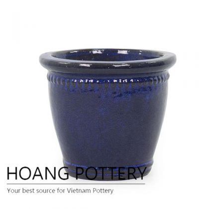 Over Burnt Cream Glazed Ceramic Round Pots (HPDB006)
