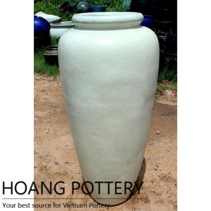 Tall White Glazed Ceramic Pot (HPTV060)