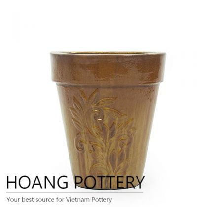 Cheap Over Burnt Cream Ceramic Glazed Pot (HPPN006)