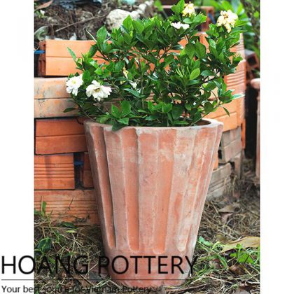 Carved Tall Red Terracotta Flower Pots (HPTC0820)