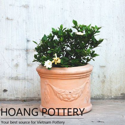 Pattern Red Clay Garden Flower Pots (HPTC061)