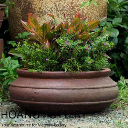 Beautiful Design Black Clay Flower Pot Outdoor (HPHP042)