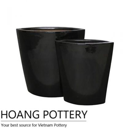 Black Round Ceramic Bonsai Planter (HPIP016)