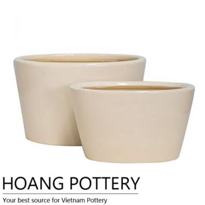 Cream Glazed Ceramic Bonsai Pot (HPIP025)