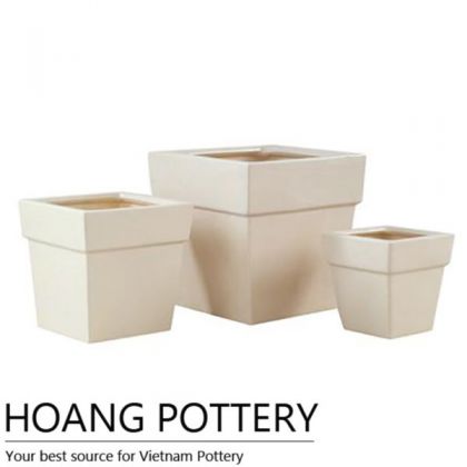 Cream Square Indoor Ceramic Bonsai Pot (HPIP041)