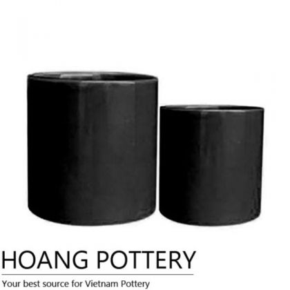 Cylinder Black Ceramic Bonsai Pot (HPIP022)