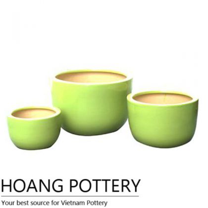 Green Glazed Ceramic Bonsai Pot (HPIP009)