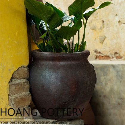Quality Black Clay small urn pot (HPHP079)
