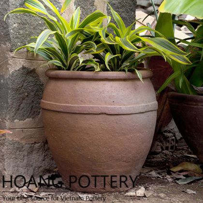 Quality Rim pattern Black Clay Flower Pot Outdoor (HPHP071)
