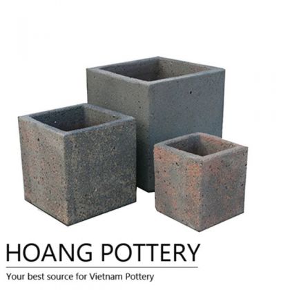 Square Shape Ceramic Oldstone Flower Pot (HPSB052)