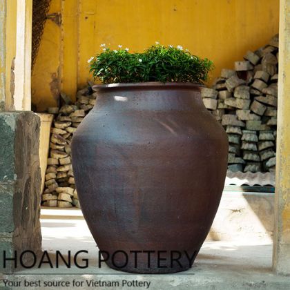 Vietnam Antique Design Black Clay Flower Pot (HPHP082)