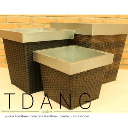 Square Assorted Size Wicker Planter Set (TDW025)