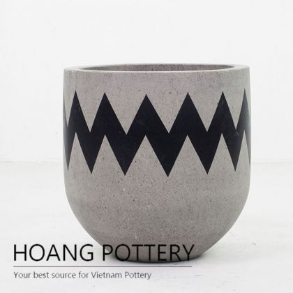 Tall Round Cement painting pots - Chevron Pattern