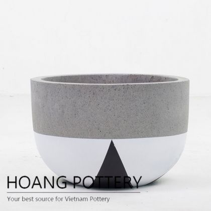 Short Round Cement Painting Pots - Half Dip With Points