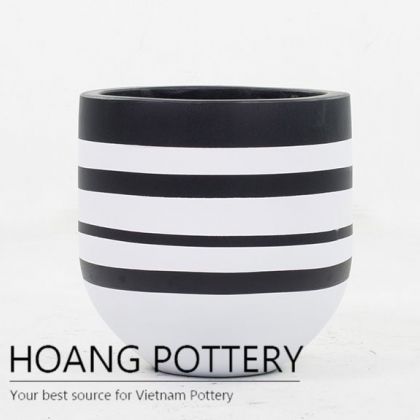 Tall Round Cement painting pots - Horizontal stripes