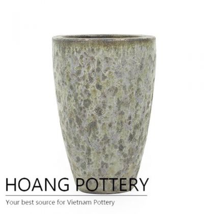 Antique tall round ceramic flower pot
