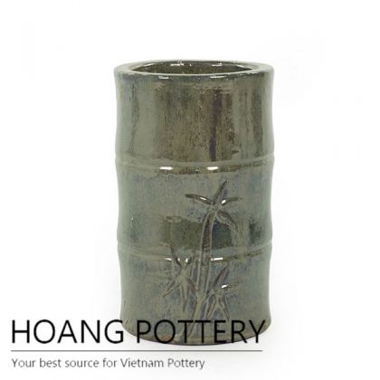 Aqua blue ceramic bamboo planter pot