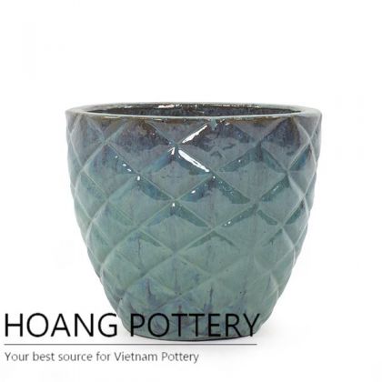 Aqua blue pineapple ceramic pot