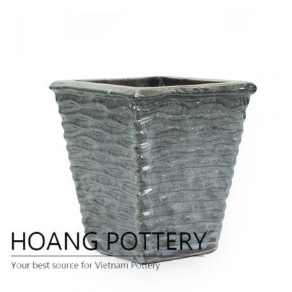 Beautiful wave square ceramic planter pot