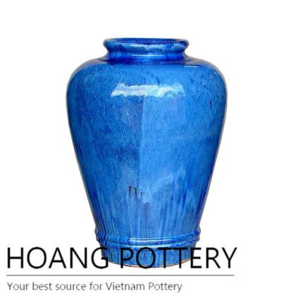 Blue ceramic vase for garden