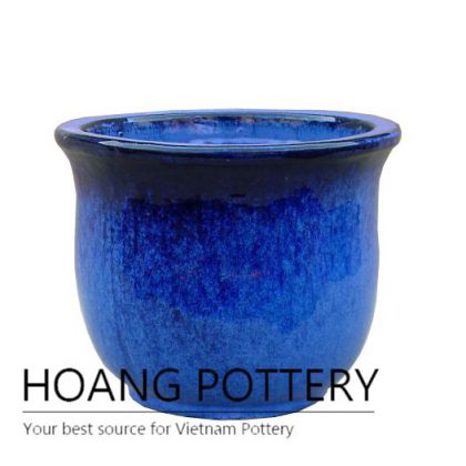 Cheap blue ceramic round planter