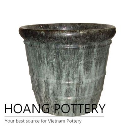 Cheap Round Ceramic Black Planter Pot
