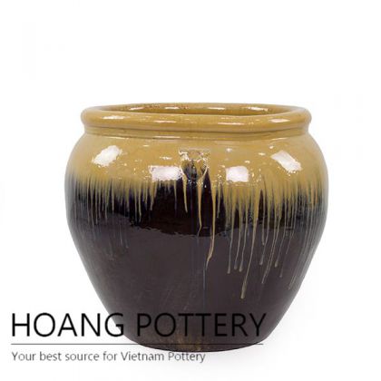 Cream copper ceramic urn for patio