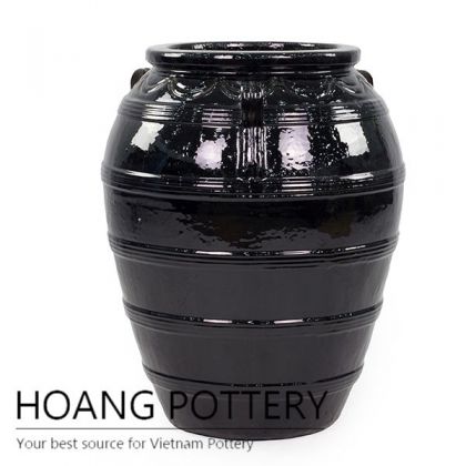 Giant black ceramic vase pot