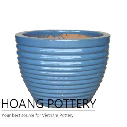 Light blue thread ceramic planter