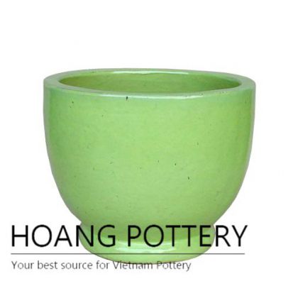 Light green small round ceramic pot