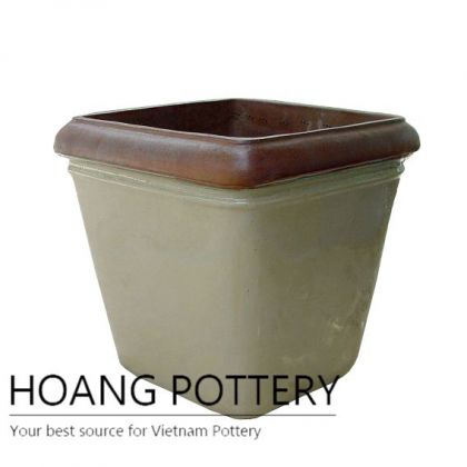 Nice cream square ceramic planter pot