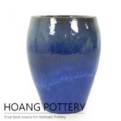 Pacific blue round ceramic jar