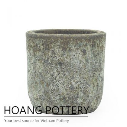 Rustic small round ceramic pot