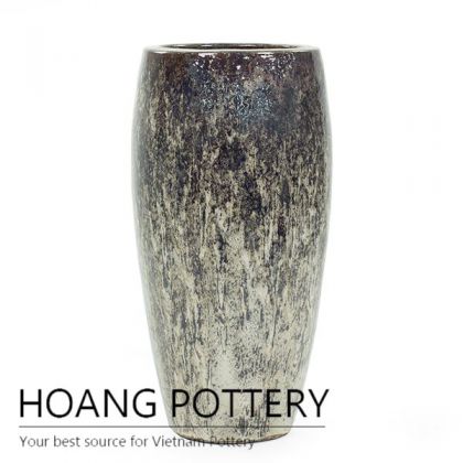 Rustic tall round ceramic pot