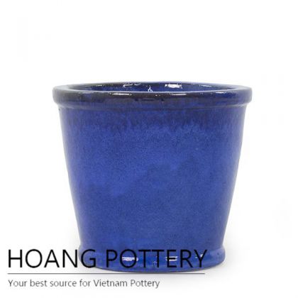 Simple blue round ceramic pots