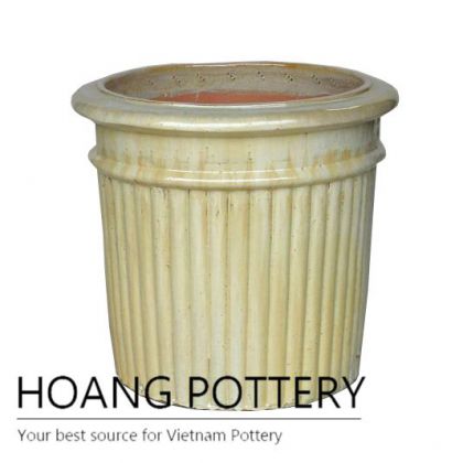 Simple cream round ceramic pot