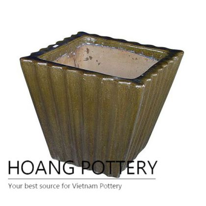 Small streaky ceramic garden pot