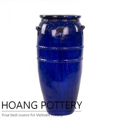 Tall round ceramic pot for decor