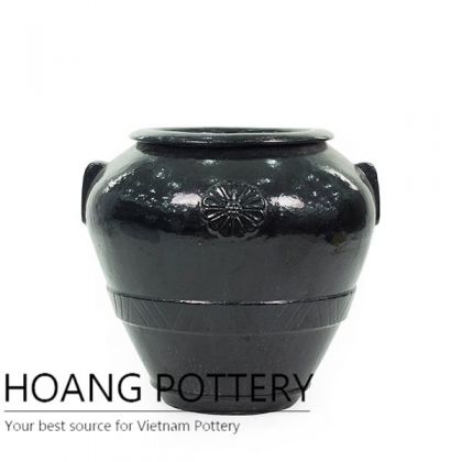 Very big black ceramic urn for outdoor
