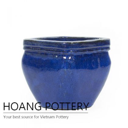 Vietnam blue square ceramic planter pot