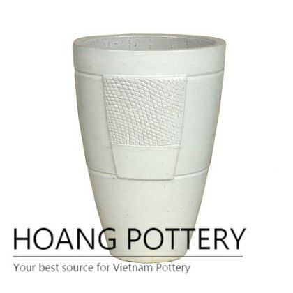 White middle pattern ceramic planter
