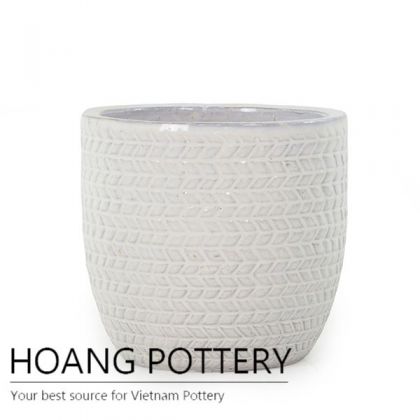 White round rope flower pot
