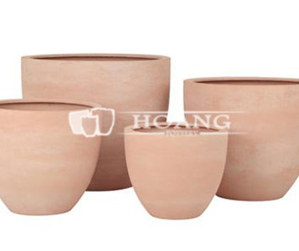 Set 4 Terracotta Fiberglass Pots