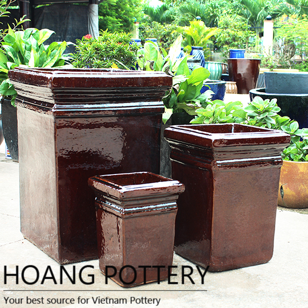 Square Brown Ceramic planters