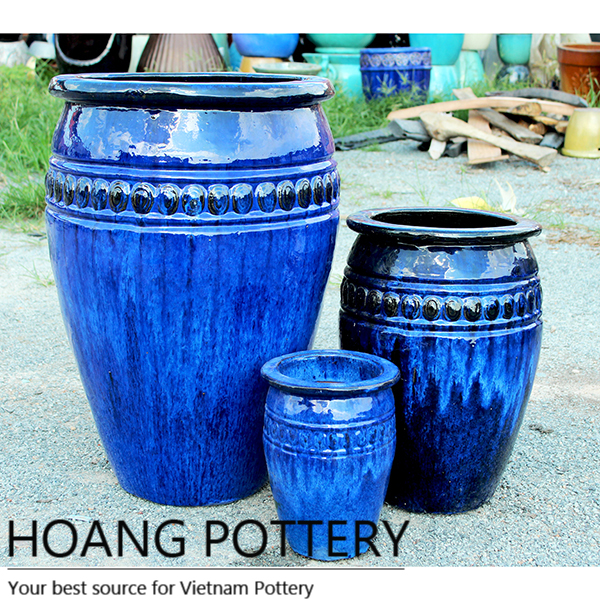 Aqua Blue Ceramic Glazed Outdoor Tall Planters